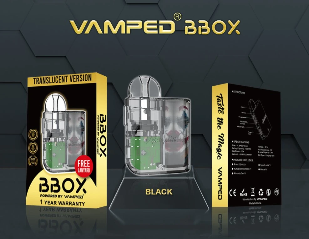 China Vape Factory Wholesale Vamped Aladdin PRO Bbox Pod Rechargeable Open System Vape Pod Vape Kit